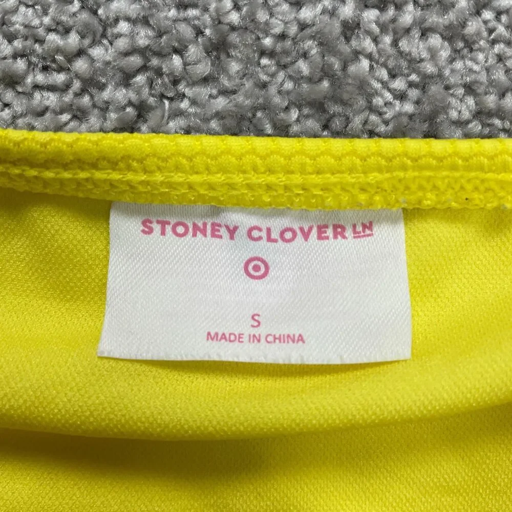 Stoney Clover Bikini Bottom Womens Small Solid Yellow Textured High Rise Beach